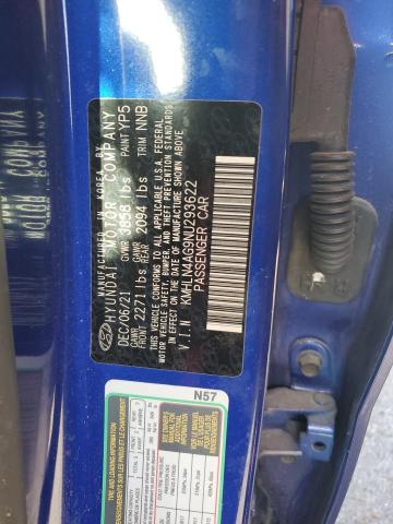 KMHLN4AG9NU293622 Hyundai ELANTRA SEL