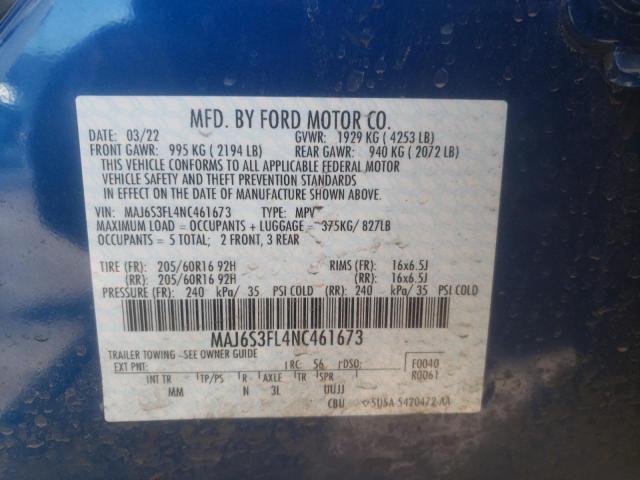 2022 FORD ECOSPORT S MAJ6S3FL4NC461673