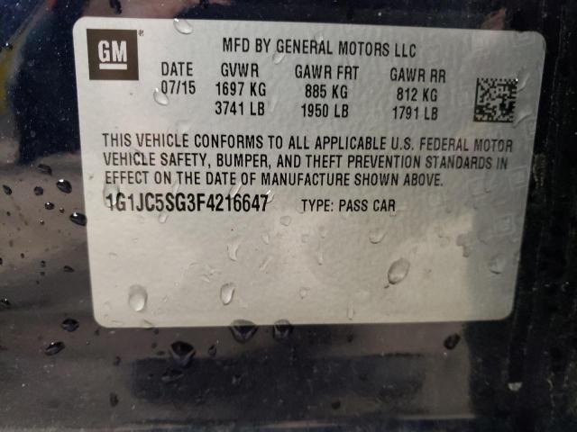 2015 CHEVROLET SONIC LT - 1G1JC5SG3F4216647