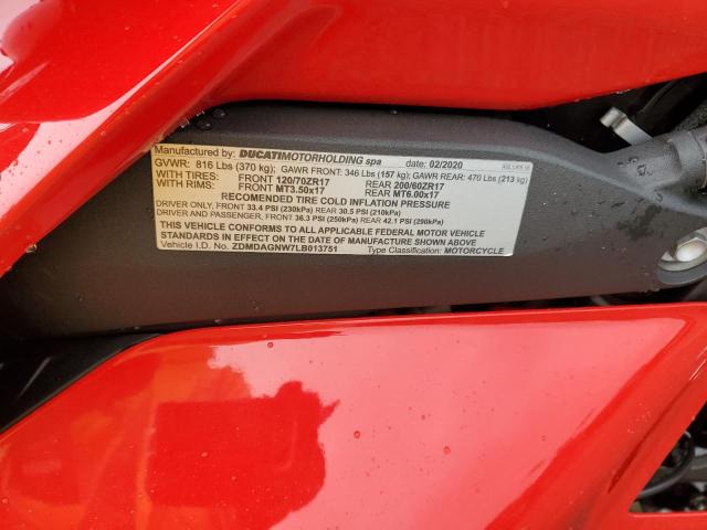 2020 DUCATI PANIGALE V ZDMDAGNW7LB013751