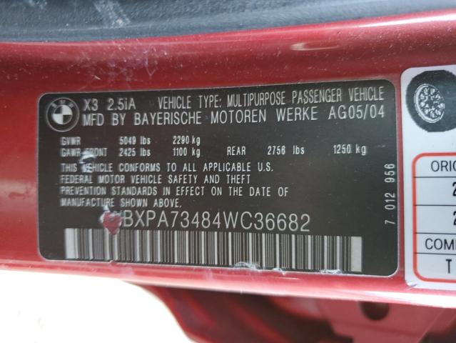 WBXPA73484WC36682 BMW X3 2.5I