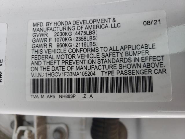 2021 HONDA ACCORD SPO 1HGCV1F33MA105204