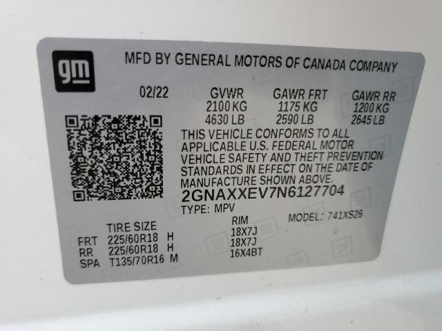 2022 CHEVROLET EQUINOX PR - 2GNAXXEV7N6127704