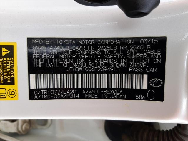2015 LEXUS ES 300H - JTHBW1GG6F2094915