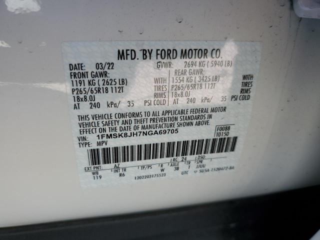 2022 FORD EXPLORER T 1FMSK8JH7NGA69705