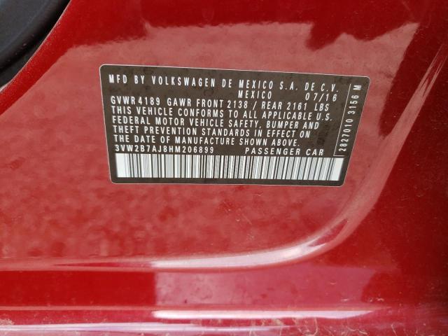2017 VOLKSWAGEN JETTA S 3VW2B7AJ8HM206899