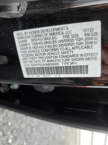 2022 HONDA PILOT SE 5FNYF6H2XNB068695