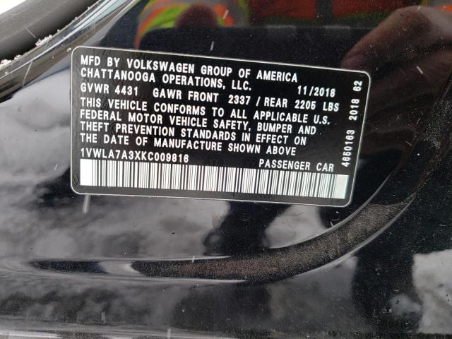 2019 VOLKSWAGEN PASSAT WOL - 1VWLA7A3XKC009816