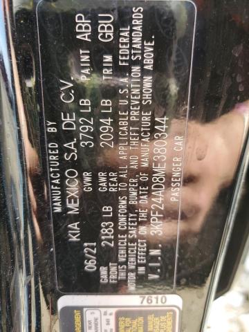 2021 KIA FORTE FE 3KPF24AD8ME380344