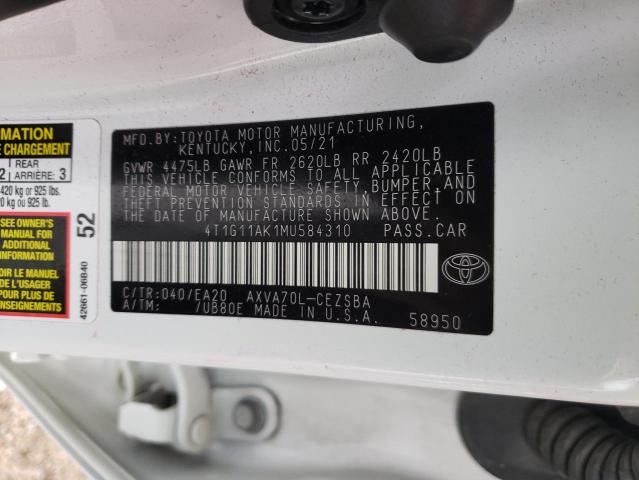 2021 TOYOTA CAMRY SE 4T1G11AK1MU584310