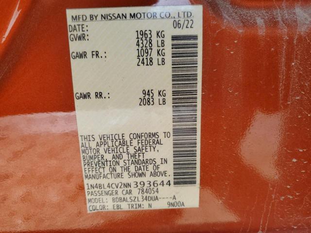 1N4BL4CV2NN393644 Nissan ALTIMA SR
