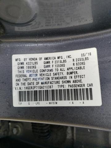 2016 HONDA ACCORD EX 1HGCR2F71GA210387