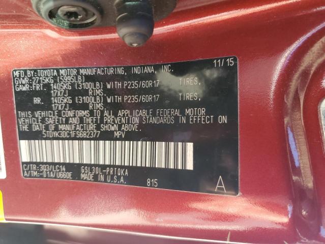 2015 TOYOTA SIENNA XLE 5TDYK3DC1FS682377
