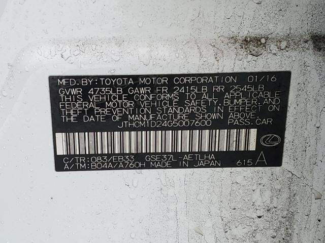 2016 LEXUS IS 300 JTHCM1D24G5007600