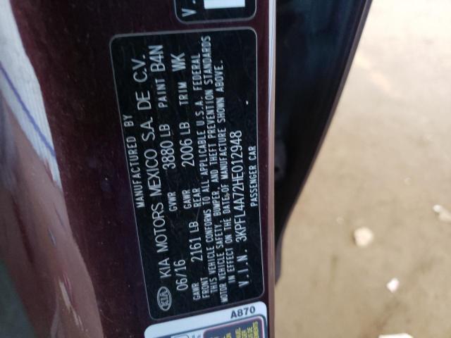 3KPFL4A72HE012948 KIA FORTE LX