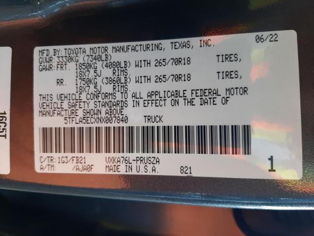 2022 TOYOTA TUNDRA CRE - 5TFLA5ECXNX007840