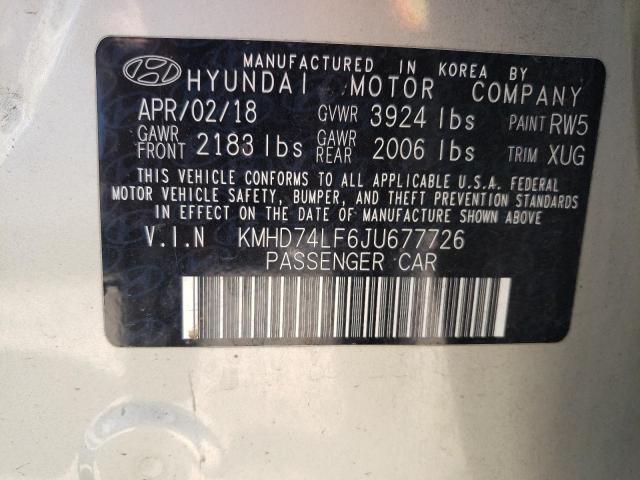 2018 HYUNDAI ELANTRA SE KMHD74LF6JU677726