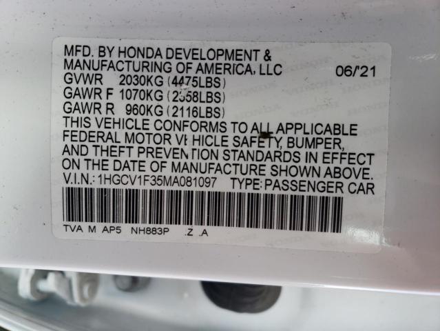 2021 HONDA ACCORD SPO 1HGCV1F35MA081097