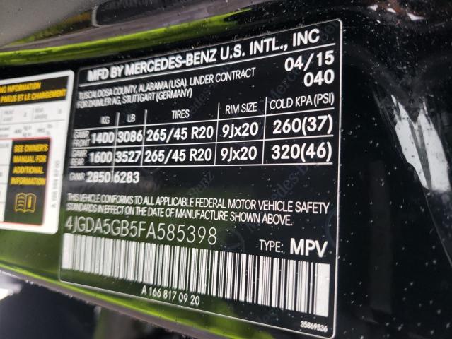 2015 MERCEDES-BENZ ML 400 4MA - 4JGDA5GB5FA585398