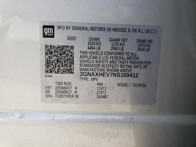 2022 CHEVROLET EQUINOX LS 3GNAXHEV7NS169412