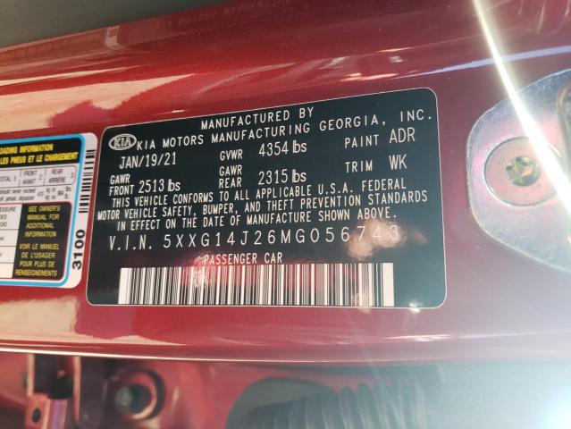 2021 KIA K5 LXS - 5XXG14J26MG056743