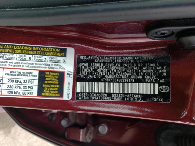 2016 TOYOTA AVALON XLE 4T1BK1EBXGU238178