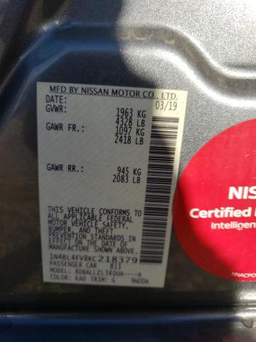 2019 NISSAN ALTIMA PLA 1N4BL4FV8KC218379