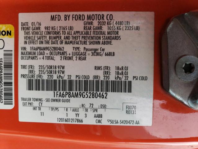 2016 FORD MUSTANG - 1FA6P8AM9G5280462