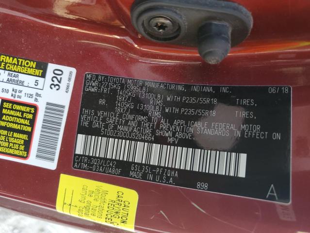 2018 TOYOTA SIENNA XLE 5TDDZ3DC0JS204664