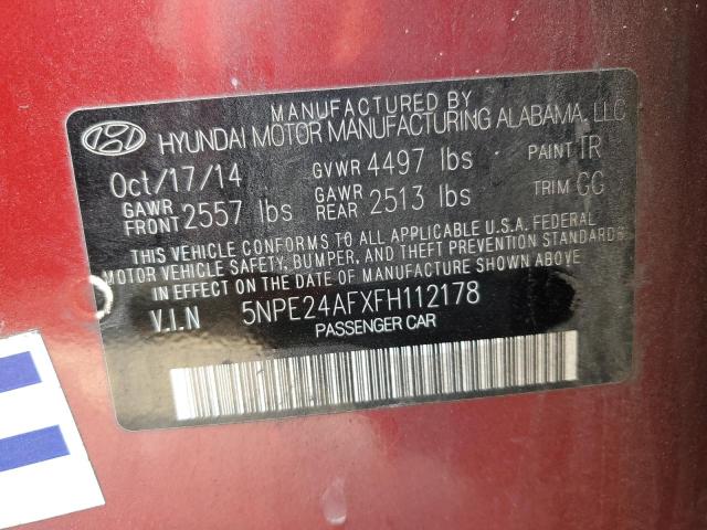 2015 HYUNDAI SONATA SE 5NPE24AFXFH112178