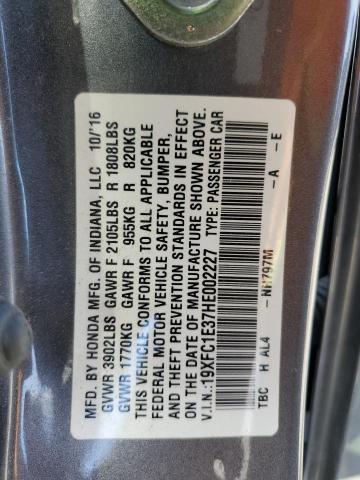 2017 HONDA CIVIC EX 19XFC1E37HE002227