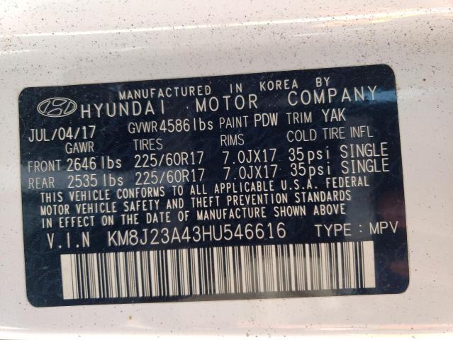 2017 HYUNDAI TUCSON SE KM8J23A43HU546616