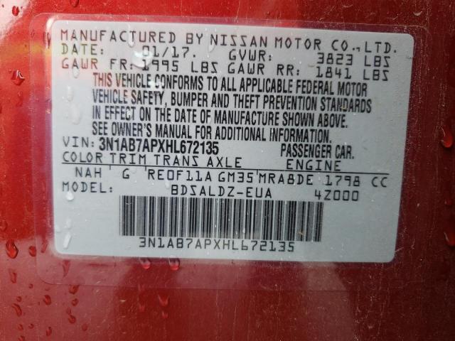 2017 NISSAN SENTRA S 3N1AB7APXHL672135