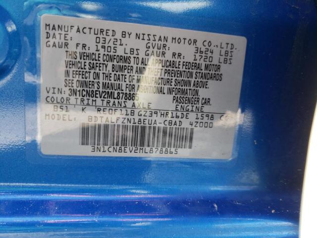 3N1CN8EV2ML878865 Nissan VERSA SV