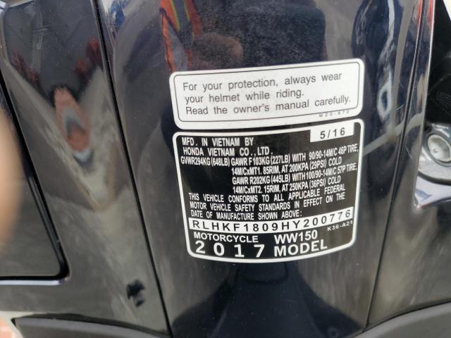 2017 HONDA PCX 150 RLHKF1809HY200776