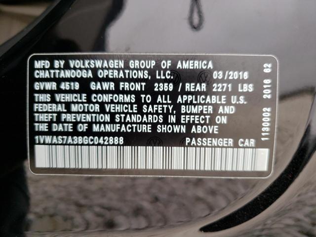 2016 VOLKSWAGEN PASSAT S 1VWAS7A38GC042888