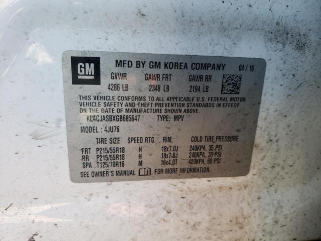 2016 BUICK ENCORE KL4CJASBXGB685647