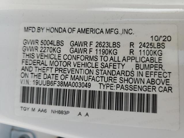 2021 ACURA TLX 19UUB6F38MA003049
