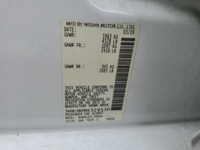 2019 NISSAN ALTIMA S 1N4BL4BV9KN324530