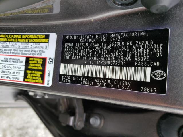 2021 TOYOTA CAMRY SE 4T1G11AK2MU572201