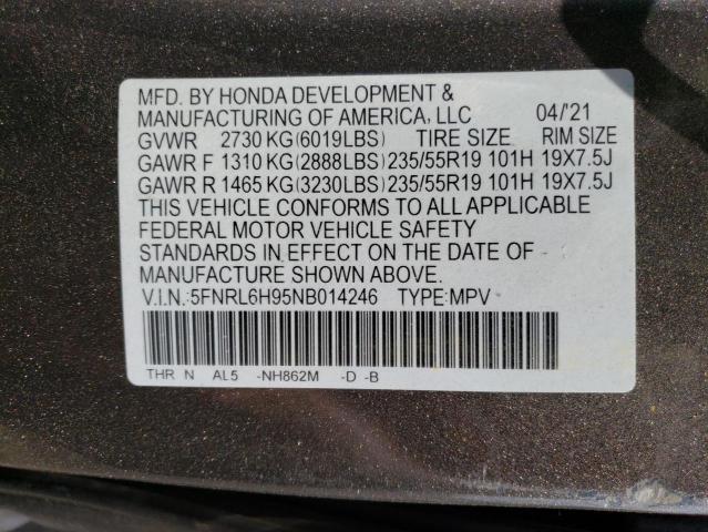 5FNRL6H95NB014246 2022 HONDA ODYSSEY, photo no. 13