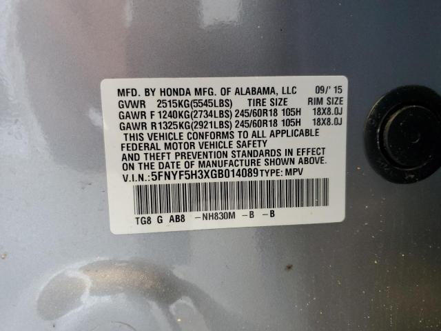 2016 HONDA PILOT EX 5FNYF5H3XGB014089