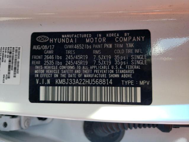 2017 HYUNDAI TUCSON LIM - KM8J33A22HU568814
