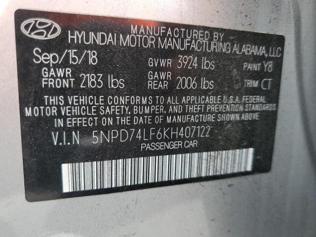 2019 HYUNDAI ELANTRA SE 5NPD74LF6KH407122