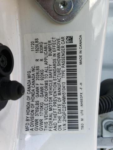 2021 HONDA CIVIC LX 2HGFC2F64MH510413