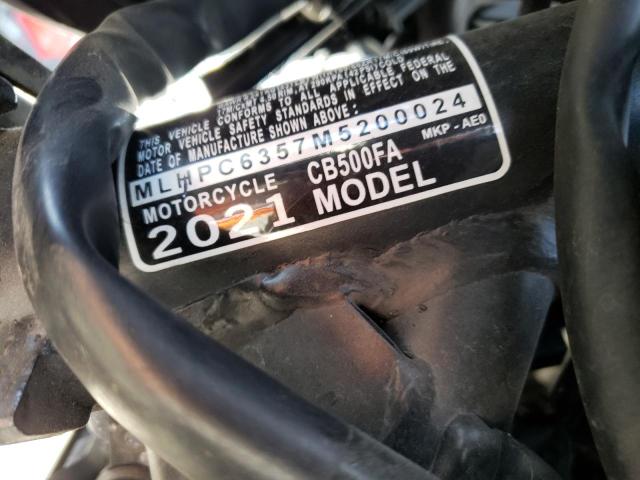 2021 HONDA CB500 FA - MLHPC6357M5200024