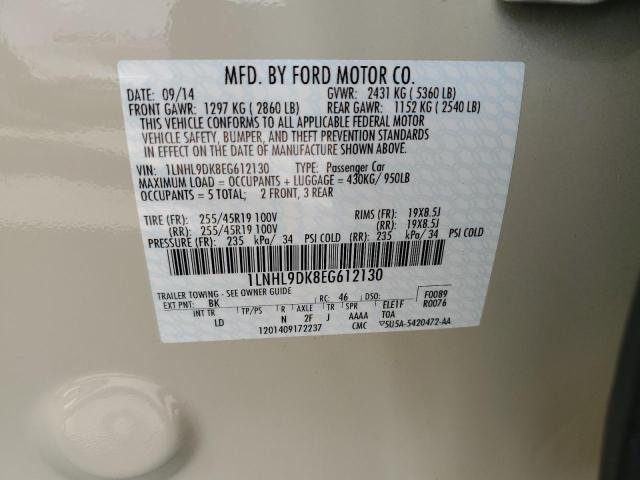 1LNHL9DK8EG612130 Lincoln MKS