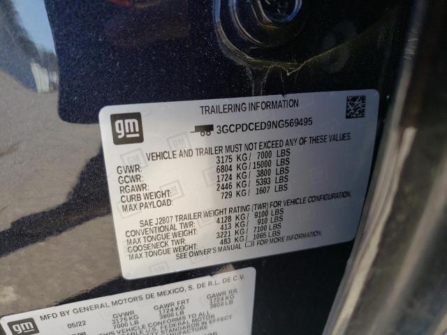 2022 CHEVROLET SILVERADO 3GCPDCED9NG569495