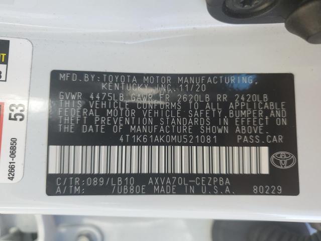 VIN 4T1K61AK0MU521081 2021 Toyota Camry, Xse no.12