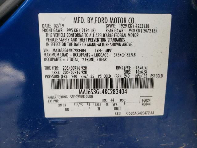 2019 FORD ECOSPORT S MAJ6S3GL4KC283404